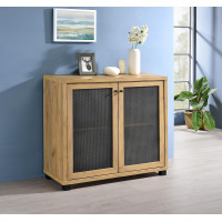 Coaster Furniture 951056 Accent Cabinet with Two Mesh Doors Golden Oak